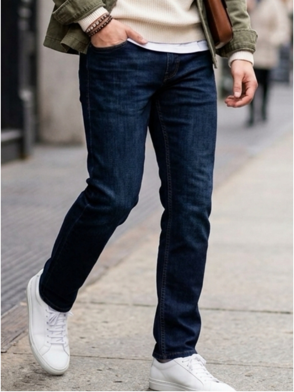 Relaxed Fit Straight Leg Jeans 40x31 Dark blue Wash Minimalist Casual Denim 1319